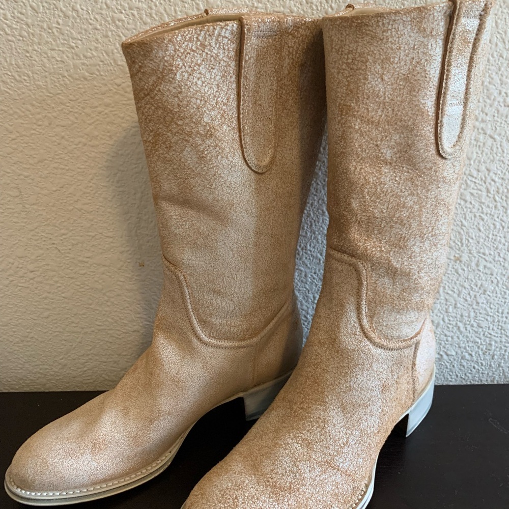 Rocco P. Cream Heeled Boots